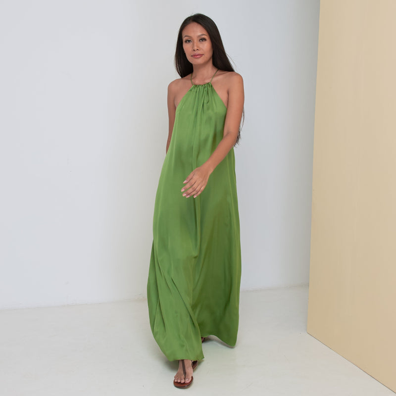 DEEP V LONG HALTER DRESS - Rayon ...